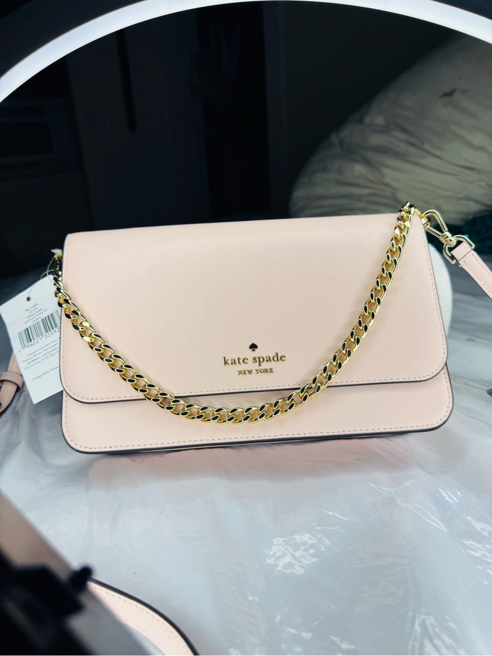 kate spade Carson convertible pale pink chain-strap crossbody bag